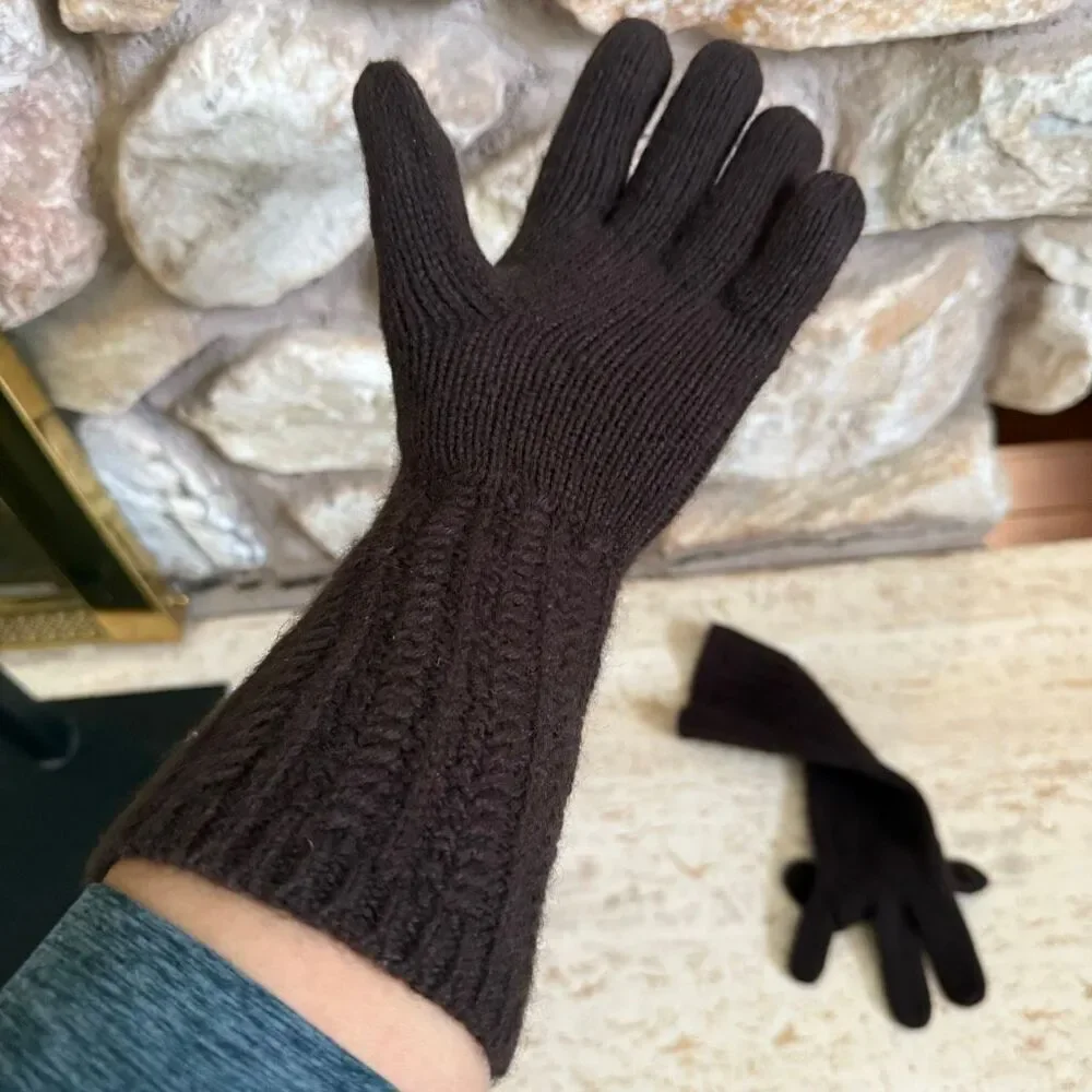 Lauren Ralph Lauren wool/rabbit blend long knit gloves